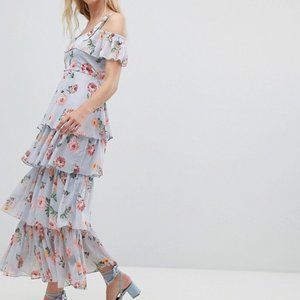 Walter Baker Tiered Floral Ruffle Maxi Dress